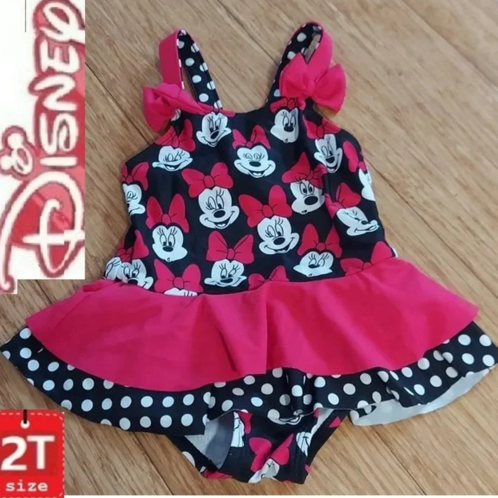 ⭐️ 5/$30 2T Minnie Mouse swimsuit With Bows and Ruffles